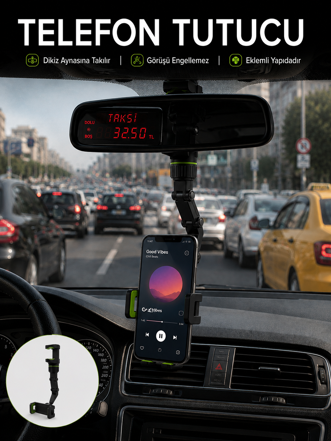 Dikiz Aynası Telefon Tutucu Katlanabilir Ayarlanabilir Araç İçi Telefon Standı