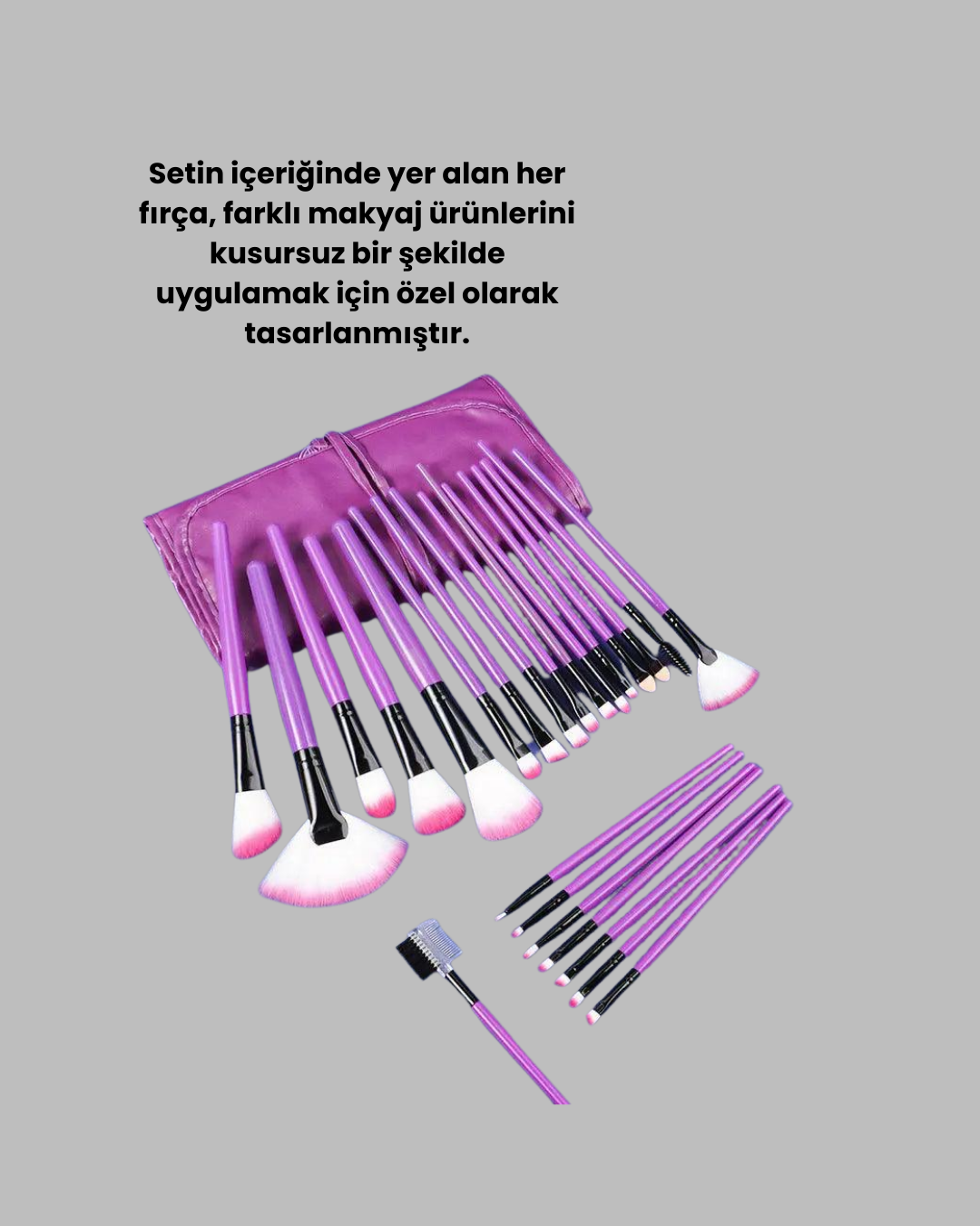 Doğal Görünüm Sağlayan Yumuşak Kıllı 12 Parça Makyaj Fırça Seti Günlük ve Profesyonel Kullanıma Uygun
