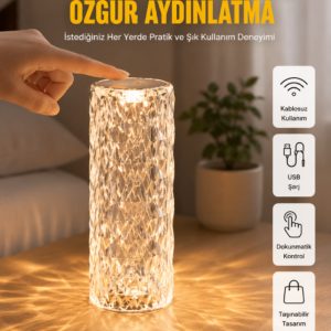 Yeni Nesil Modern Kristal Masa ve Gece Lambası Dokunmatik Renk Değiştirebilen