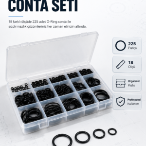 225 PCS O-Ring Conta Seti Profesyonel Tamir, Bakım ve Sızdırmazlık Çözümü