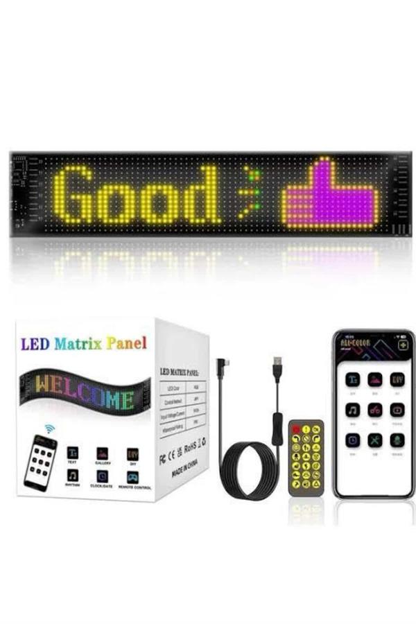 Led Matrix Bluetooth Bağlantılı Araç Camına Uygun Pixsel Görünümlü 16X96 pixel