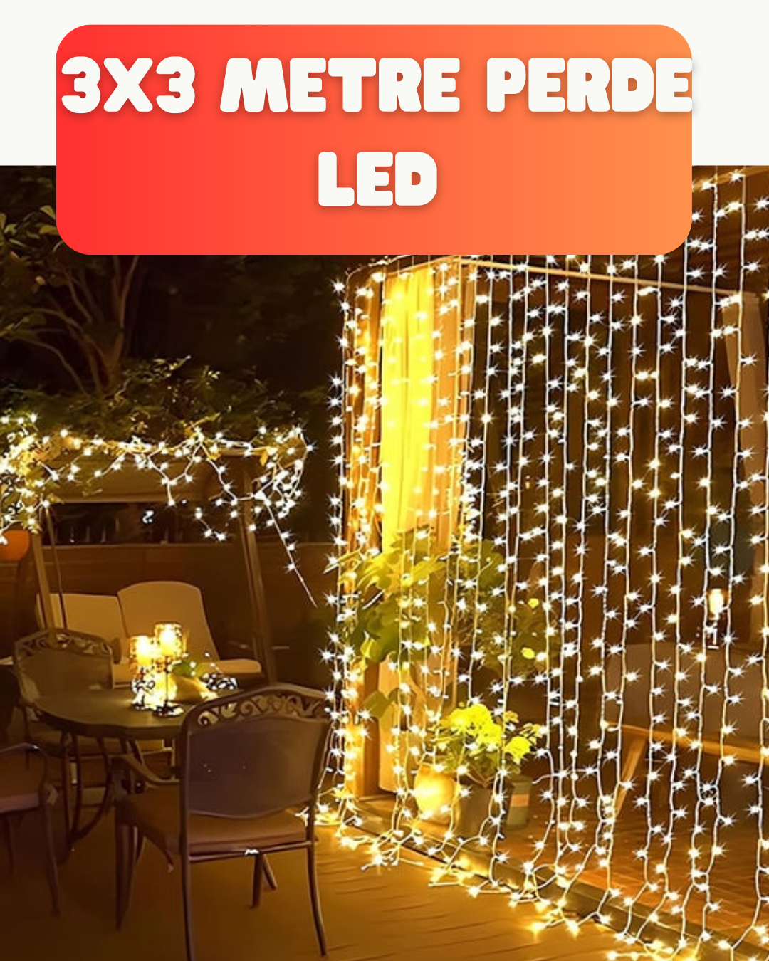 3x3 Metre Şelale LED Perde Işık İç Dış Mekân Dekorasyonu