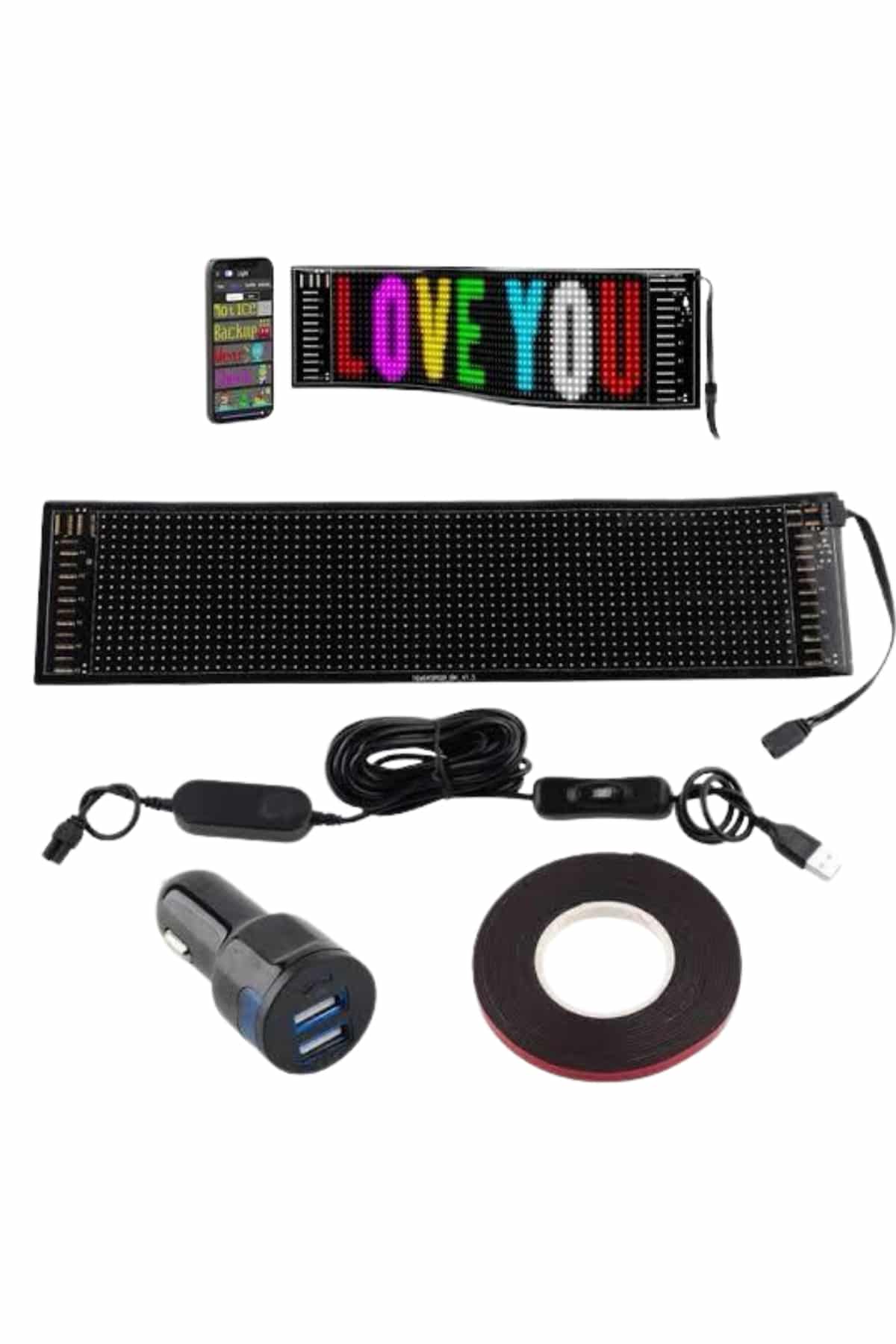 LED Matrix Panel RGB Ekran Kumandalı Araç Camına Uygun