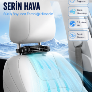 Araç İçi Boyun Serinletme Fanı USB-C Şarjlı Güçlü Hava Akışlı Soğutucu