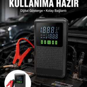 Taşınabilir Araç Akü Şarj Takviye Cihazı 150 PSI Dijital Kompresör Yeni Nesil