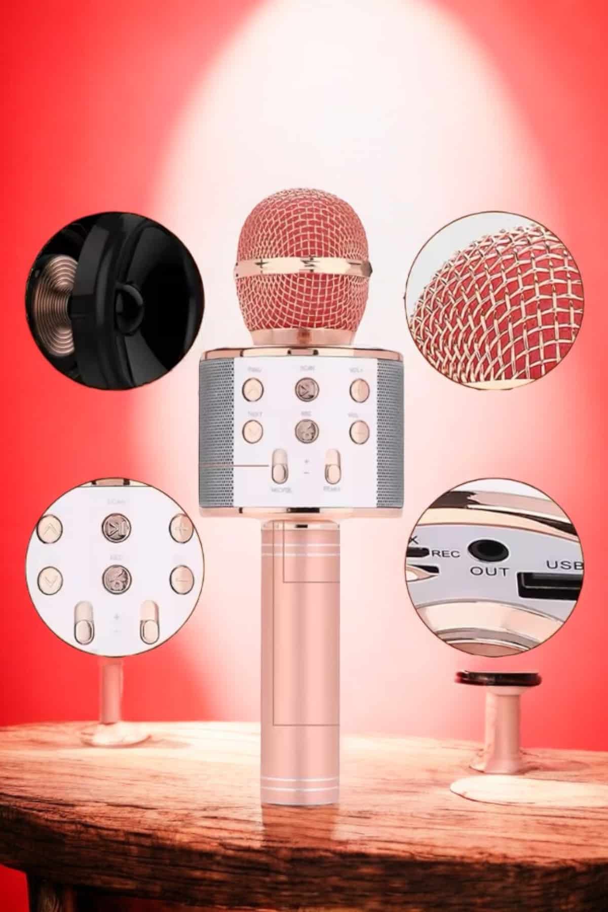 Şarjlı ve Uzun Pil Ömürlü Karaoke Mikrofon USB Bellek Destekli, Profesyonel Ses