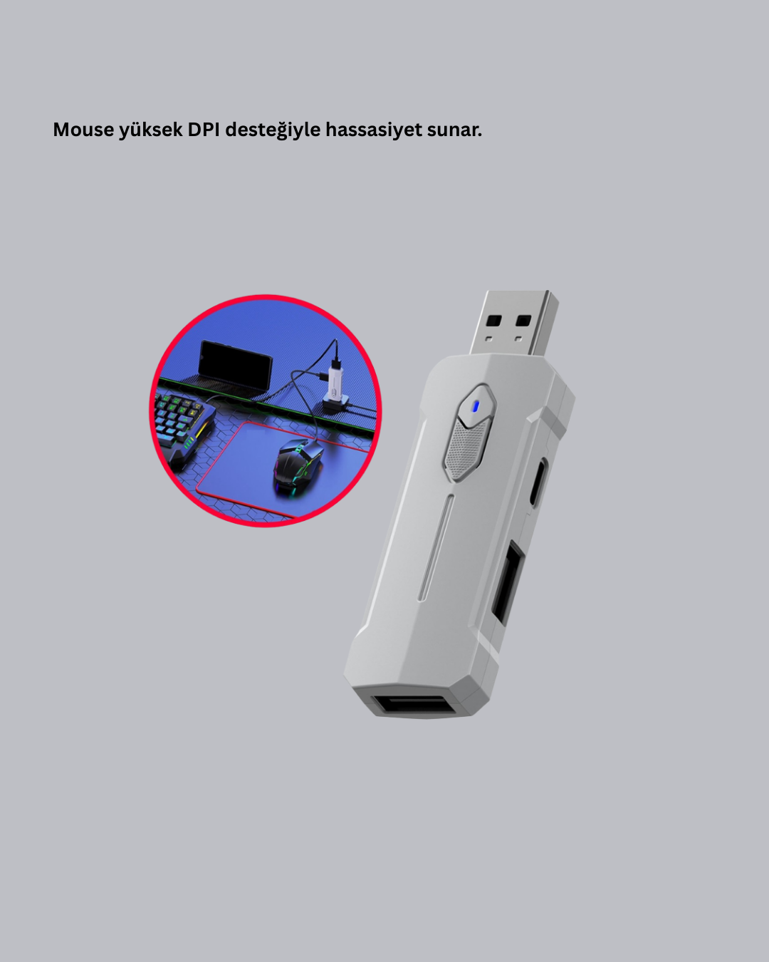 Android Uyumlu Mobil Oyun Kiti 5in1 Klavye Mouse Dönüştürücü Gecikmesiz FPS Set