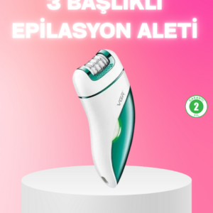 3 in 1 Epilatör Metal Başlıklı IPX5 Su Geçirmez 90 Dakika Şarjlı Epilasyon Cihazı