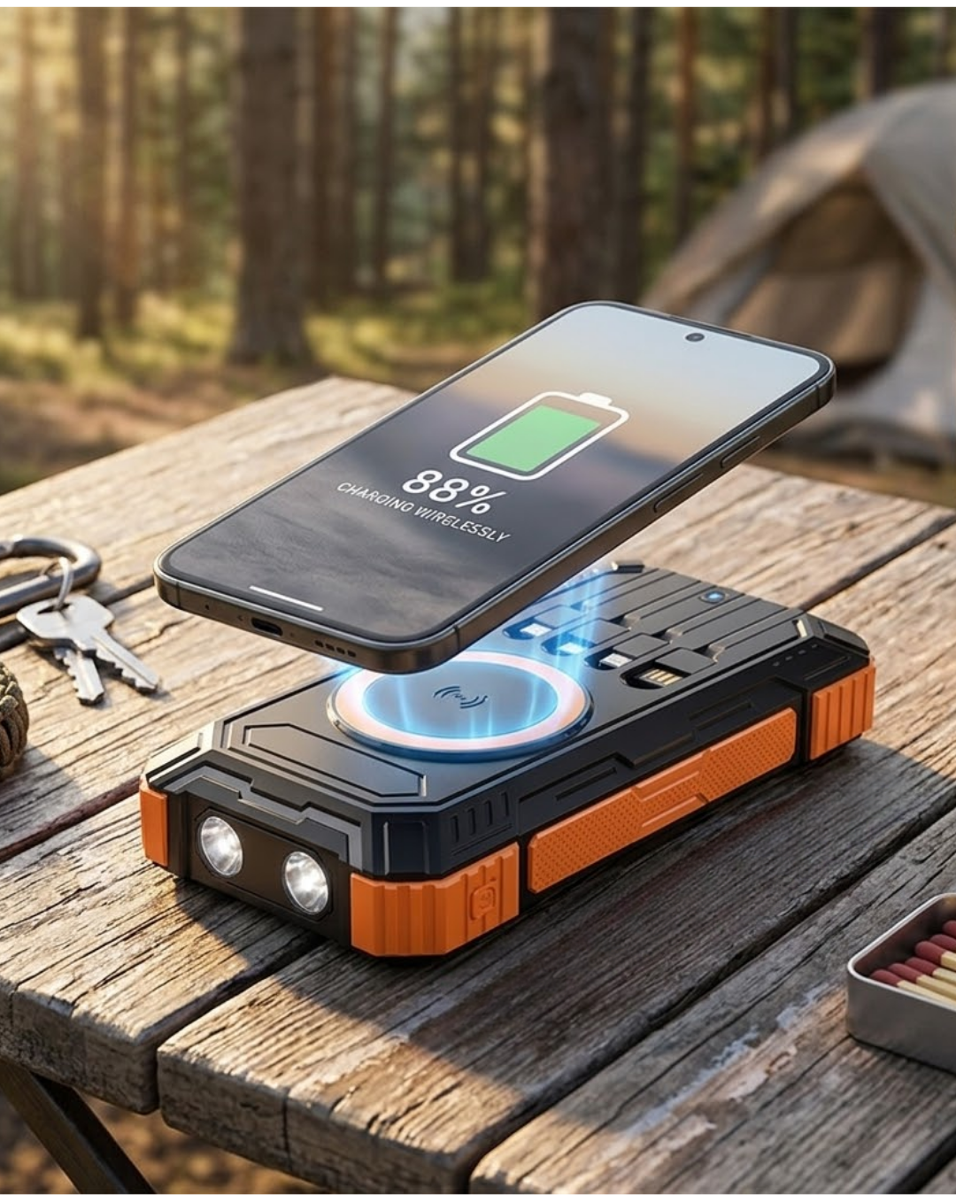 20000 mAh Powerbank Güneş Enerjili Kablosuz Şarj Hızlı Şarj Taşınabilir Batarya