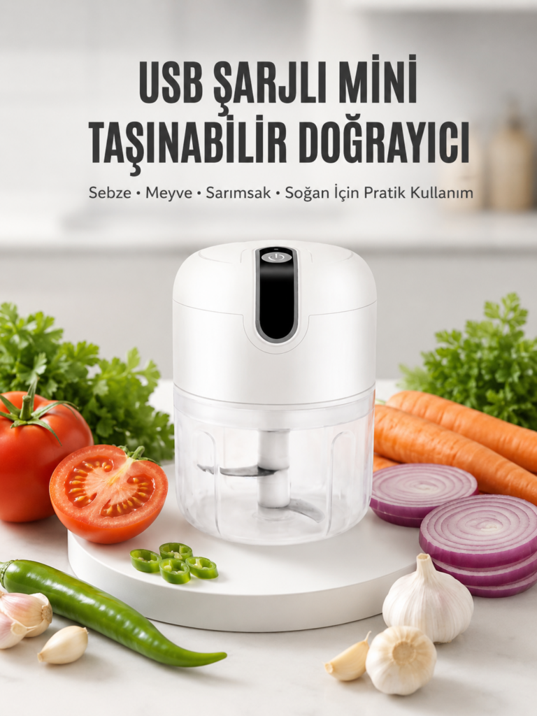 Rondo Doğrayıcı 250 ML Taşınabilir USB Şarjlı Pratik El Rondo Blender Yeni Nesil