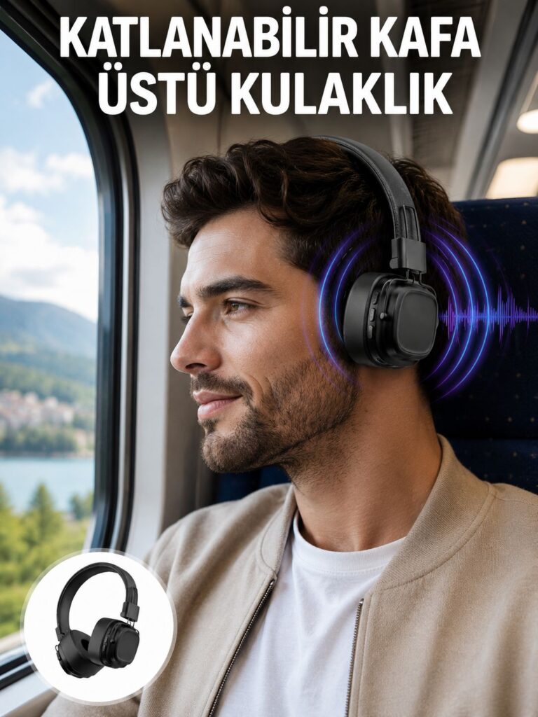 Ergonomik Konforlu Kablosuz Kulak Üstü Bluetooth Kulaklık Yeni Nesil