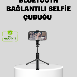 Bluetooth Selfie Çubuğu – 360° Dönebilen Başlık, Kablosuz Bağlantı