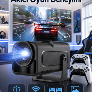 Çift Kollu Game Box Projeksiyon Cihazı Kumandalı Android Tv Dahili Hoparlör