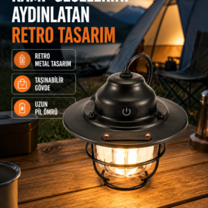 Dekoratif ve Fonksiyonel Taşınabilir Kamp Gece Lambası