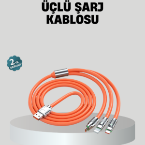 ÜÇLÜ Şarj Kablosu – Yüksek Hızlı, Dayanıklı ve Uzun Ömürlü
