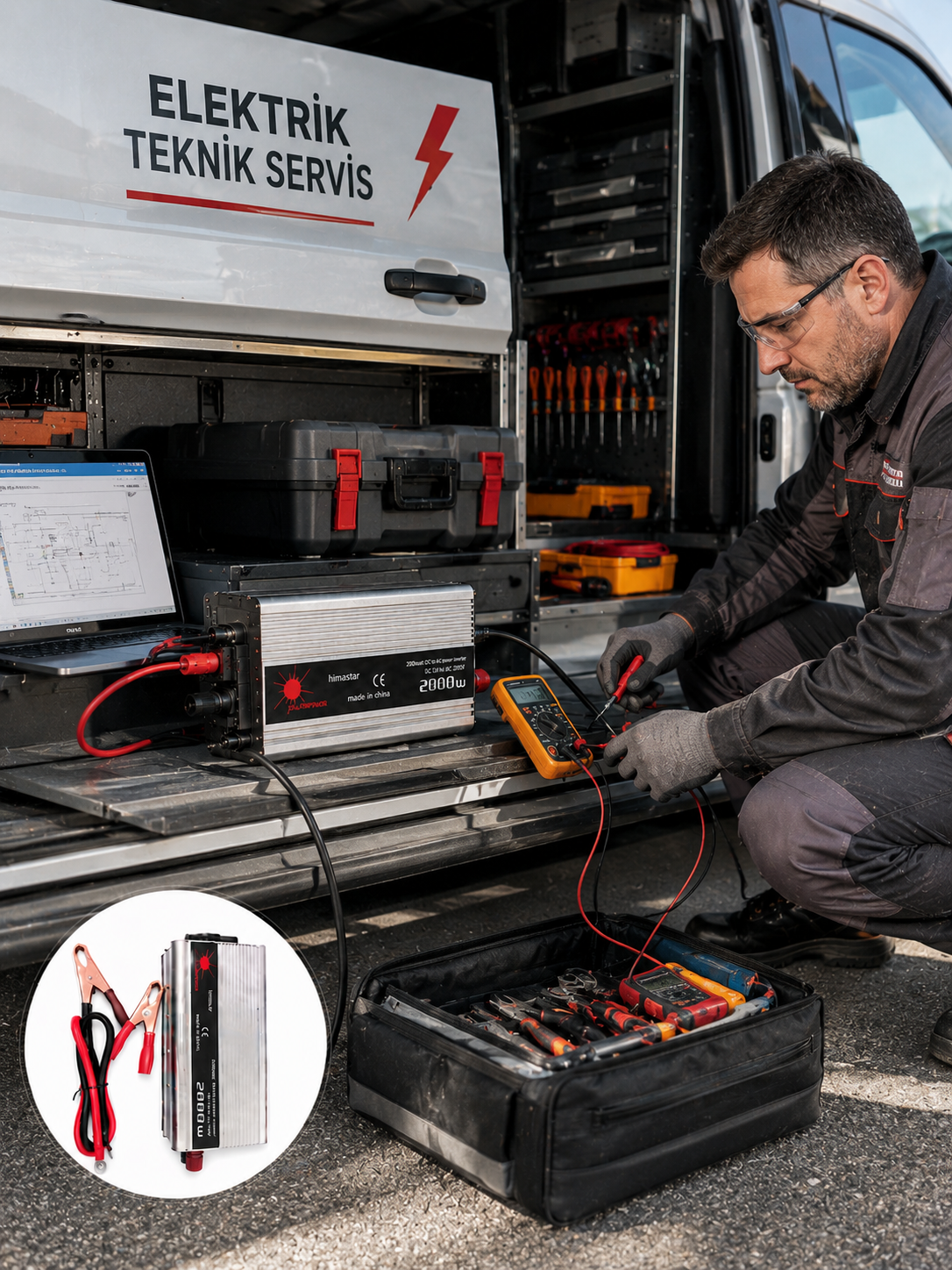 2000W Yüksek Güçlü Araç İnvertörü Priz Çıkışlı Elektrik Dönüştürücü