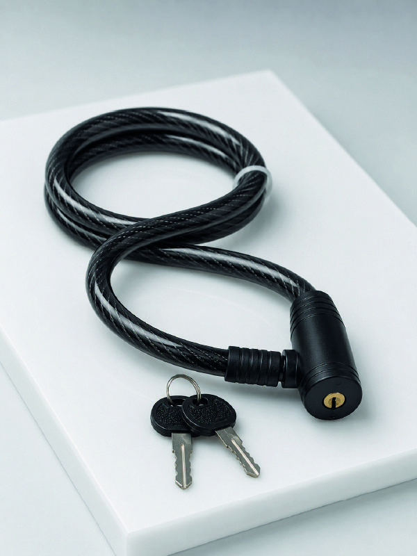 12 mm Çelik Halat Bisiklet Kilidi 80 cm Anahtarlı Güvenlik Kilidi PVC Kaplamalı Scooter ve Elektrikli Bisiklet Uyumlu
