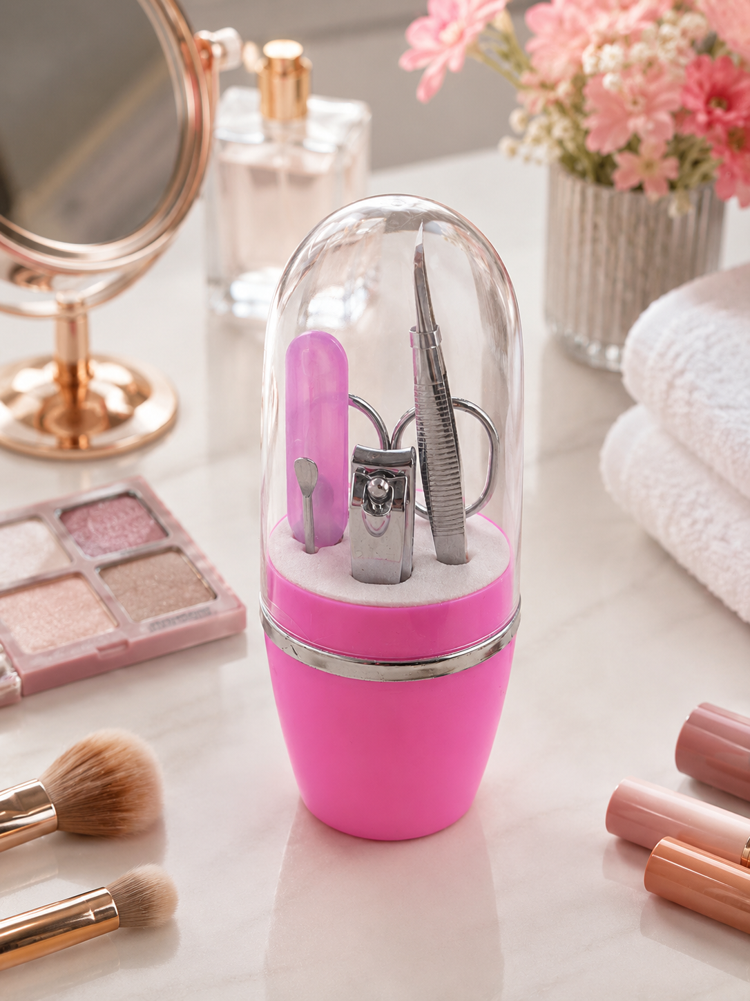 Pembe Tırnak Bakım Seti Cımbız Makas Tırnak Makası ve Törpü İçeren Kit