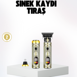2’si 1 Arada Saç ve Sakal Düzeltici Seti – T Bıçaklı, 8 Farklı Kılavuz Tarağı