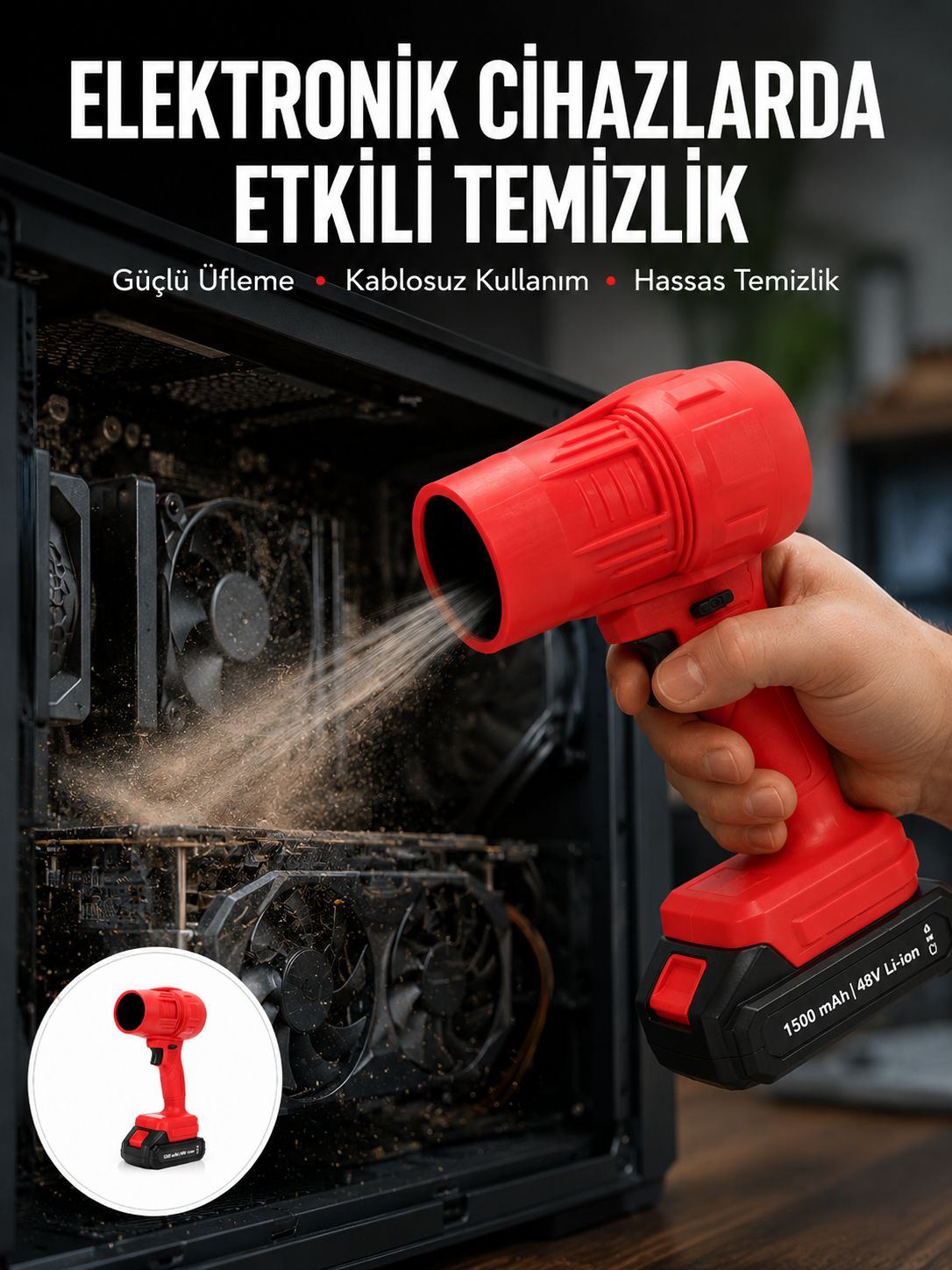 Kablosuz Elektrikli Toz Üfleyici Çok Amaçlı Temizlik Aleti Yeni Nesil