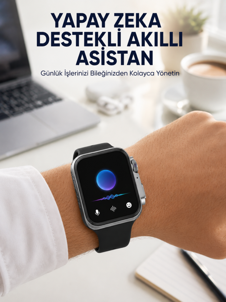 Modern Tasarımlı Akıllı Saat Uzun Pil Süresi ve Net Ekran Yeni Nesil