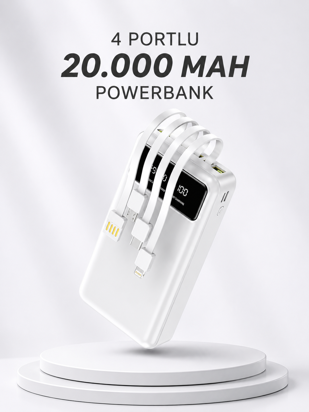 Powerbank Şarj Cihazı 4 Çıkışlı 20.000 MAH Powerbank Kompakt Yüksek Kapasiteli Hızlı Şarj