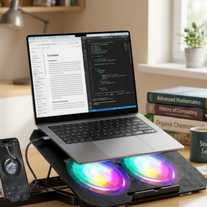 Notebook Soğutucu Stand RGB Aydınlatmalı İki Fanlı Laptop Altlığı