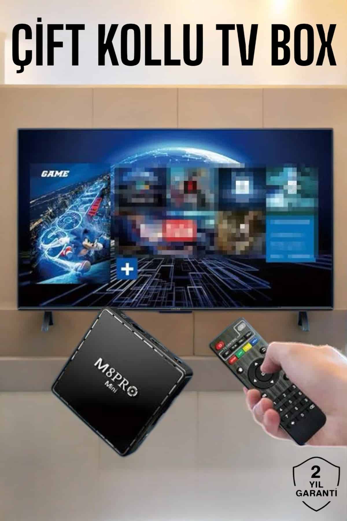 Kumandalı M8Pro Mini 2 Android Oyun Konsolu, 1000 Oyunlu Netflix ve Youtube