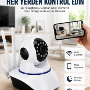 LED Aydınlatmalı 5 Antenli Motorlu 1080P Wifi Kamera Sensörlü Yeni Nesil