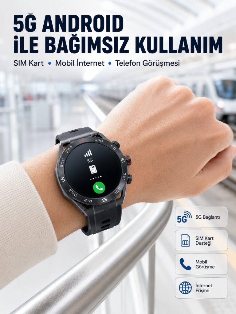 5G Android Akıllı Saat AMOLED Ekran SIM Kart Destekli Kameralı