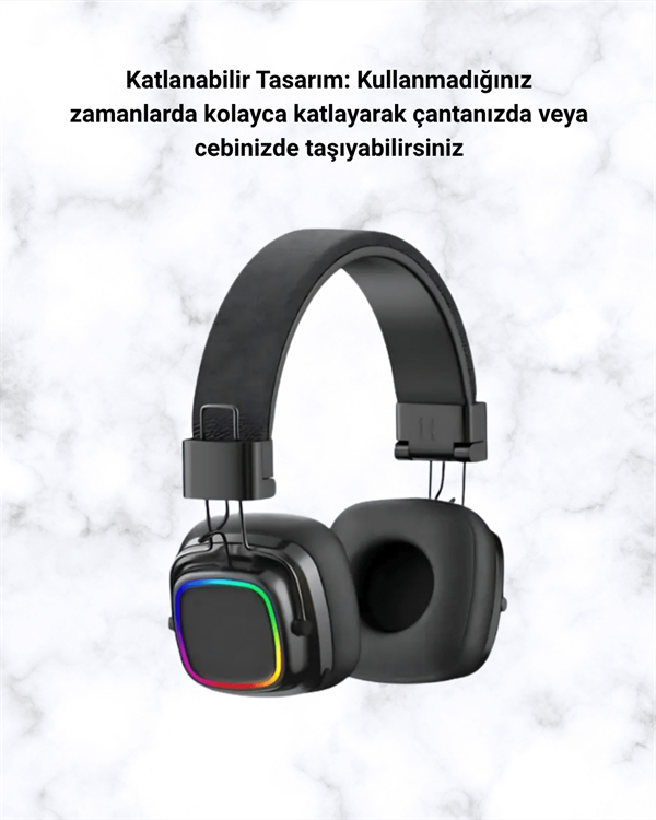 RGB Işıklı Katlanabilir Bluetooth 5.3 Kulak Üstü Kulaklık