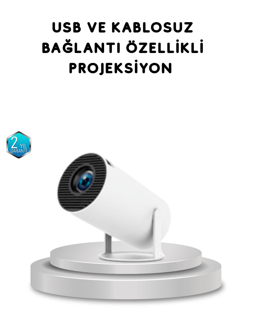 Full HD 4K Uyumlu Projeksiyon Cihazı 130 İnç Geniş Ekran Destekli