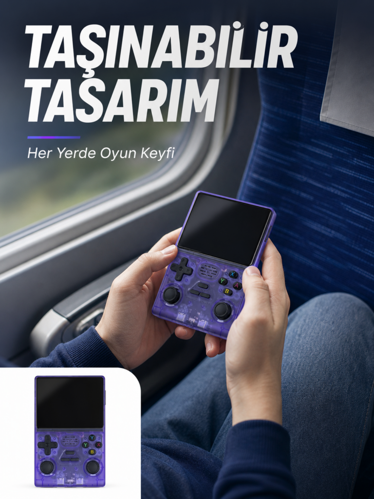 Kablosuz Kollu 3.5 İnç IPS Ekranlı Retro El Oyun Konsolu