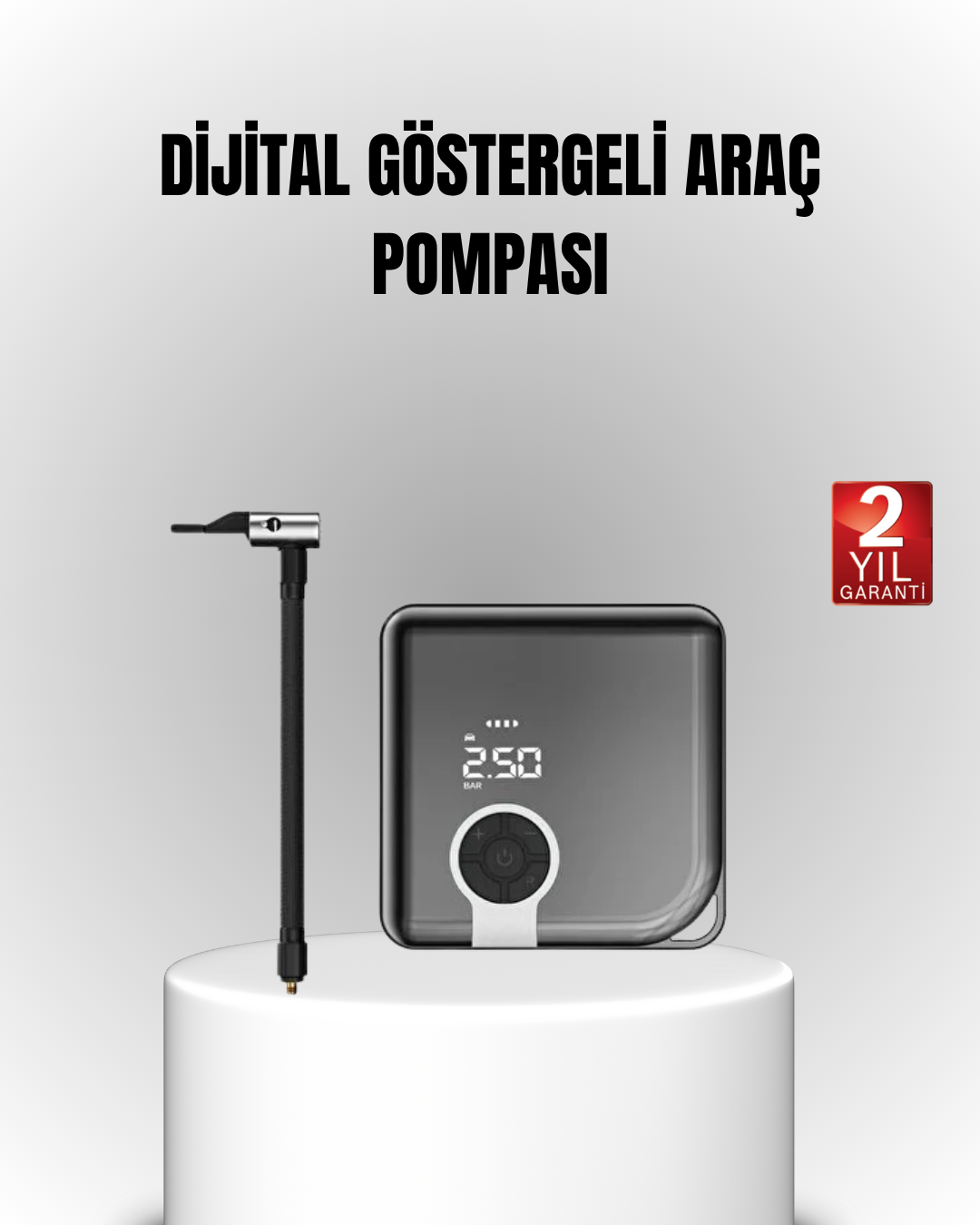 6000mAh Bataryalı Type-C Şarjlı Diyafram Tip Kompresör LED Işıklı