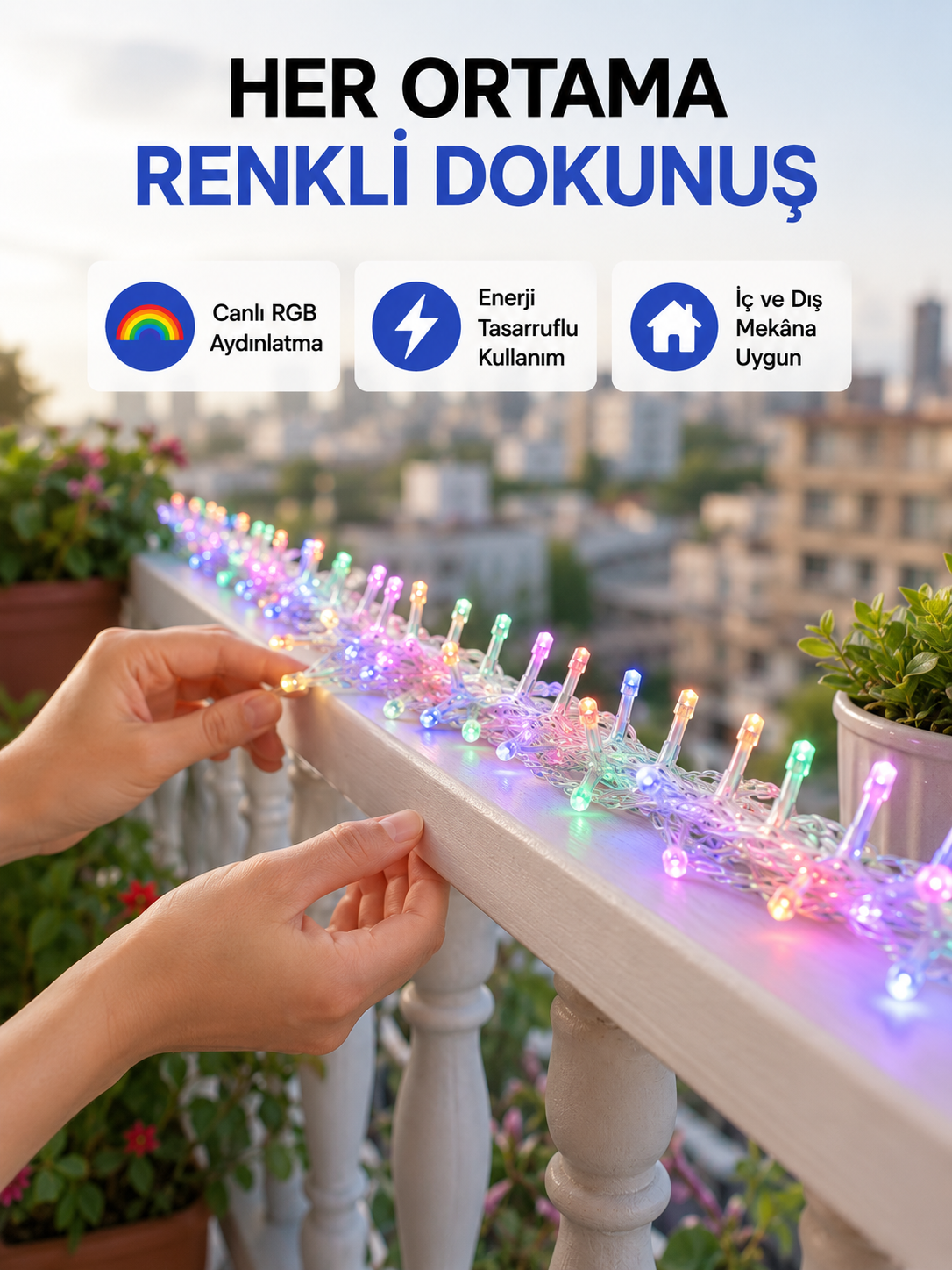 5 Metre Şeffaf Kablo LED Peri Işığı 50 Ampullü Dekoratif Led