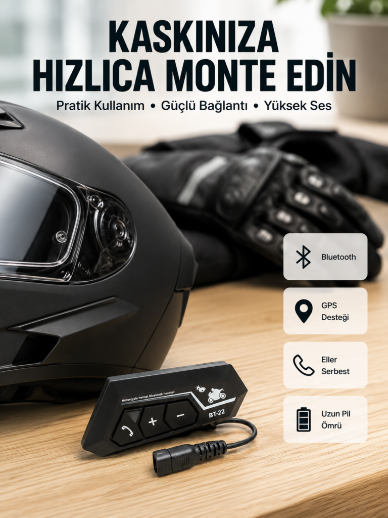 BT22 Kask Bluetooth Kulaklık Su Geçirmez Motosiklet İletişim Sistemi Yeni Nesil