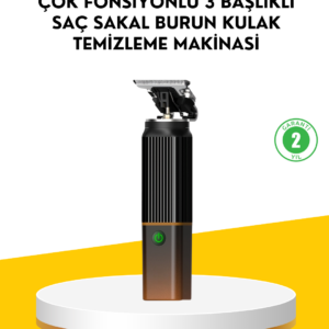 3’ü 1 Arada Şarjlı Erkek Bakım Seti – Saç, Sakal ve Burun Tüyü Kesme Makinesi