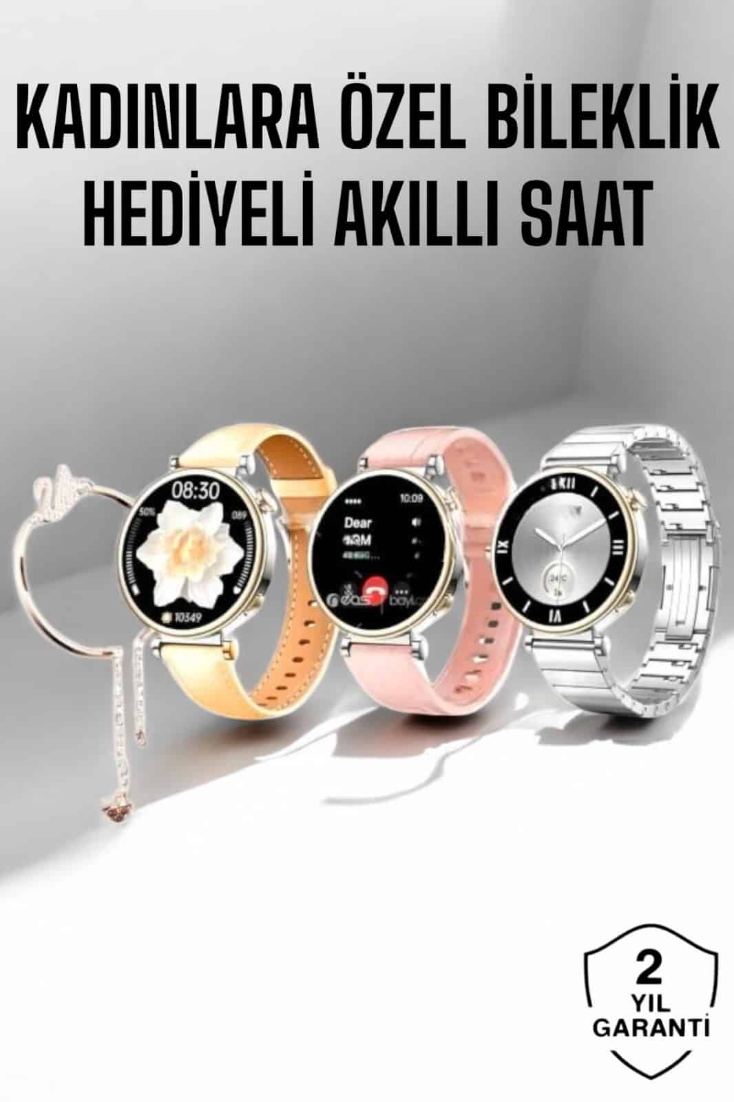Amoled Ekranlı Akıllı Saat ve Kadınlara Özel Bileklik Hediyesi