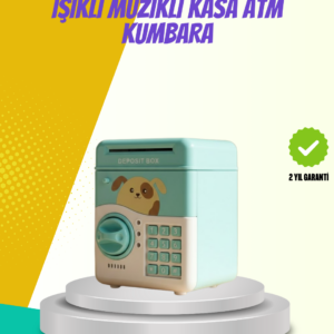 ATM Görünümlü Su Yeşili Otomatik Para Çeken Şifreli Kumbara