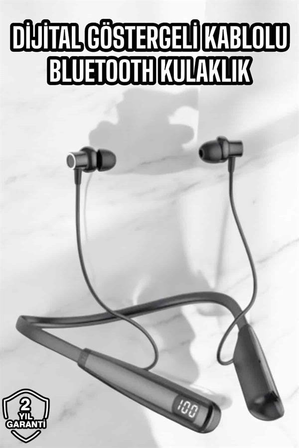 Dijital Göstergeli Kulak İçi Kablosuz Bluetooth Kulaklık Boyun Bantlı Yeni Nesil