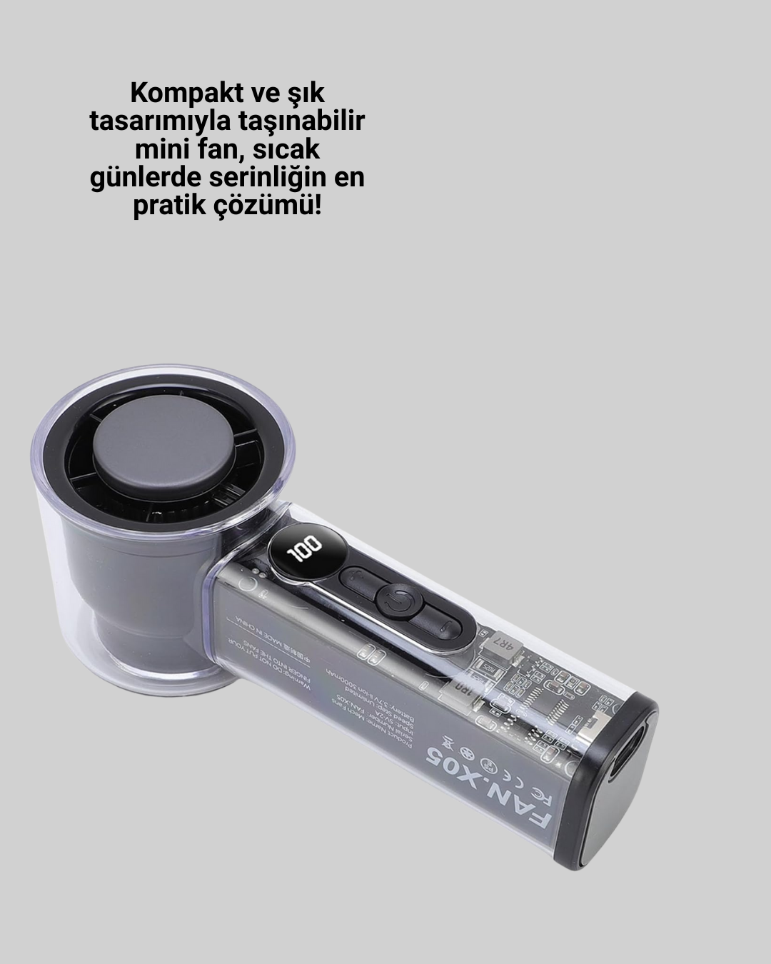 Kompakt Dijital Ekranlı Fan | 100 Seviye Hız + Sessiz Çalışma
