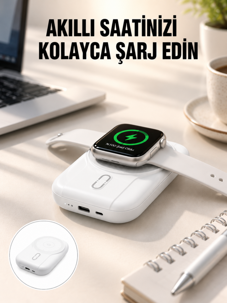 Kablosuz ve Kablolu Şarj Destekli 10000 mAh Taşınabilir Powerbank Yeni Nesil