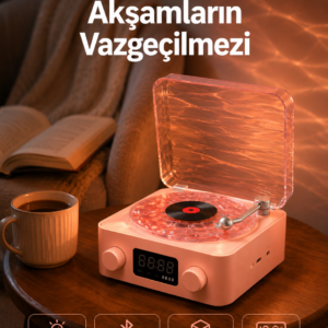 Vintage Tarz Bluetooth Hoparlör – Gece Işığı ve Zaman Göstergeli Yeni Nesil