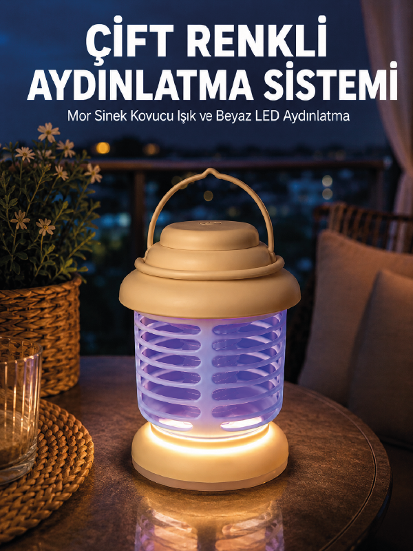 Çift Renkli LED Aydınlatmalı Taşınabilir Sinek Kovucu Lamba
