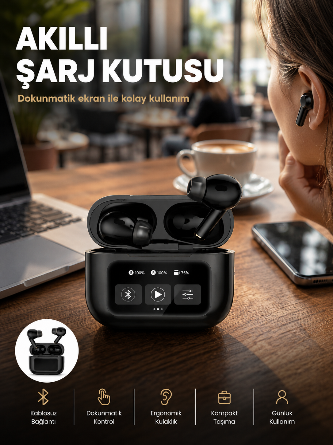 Kablosuz Bluetooth Kulaklık Pro Yeni Nesil Dokunmatik Kontrol Yeni Nesil