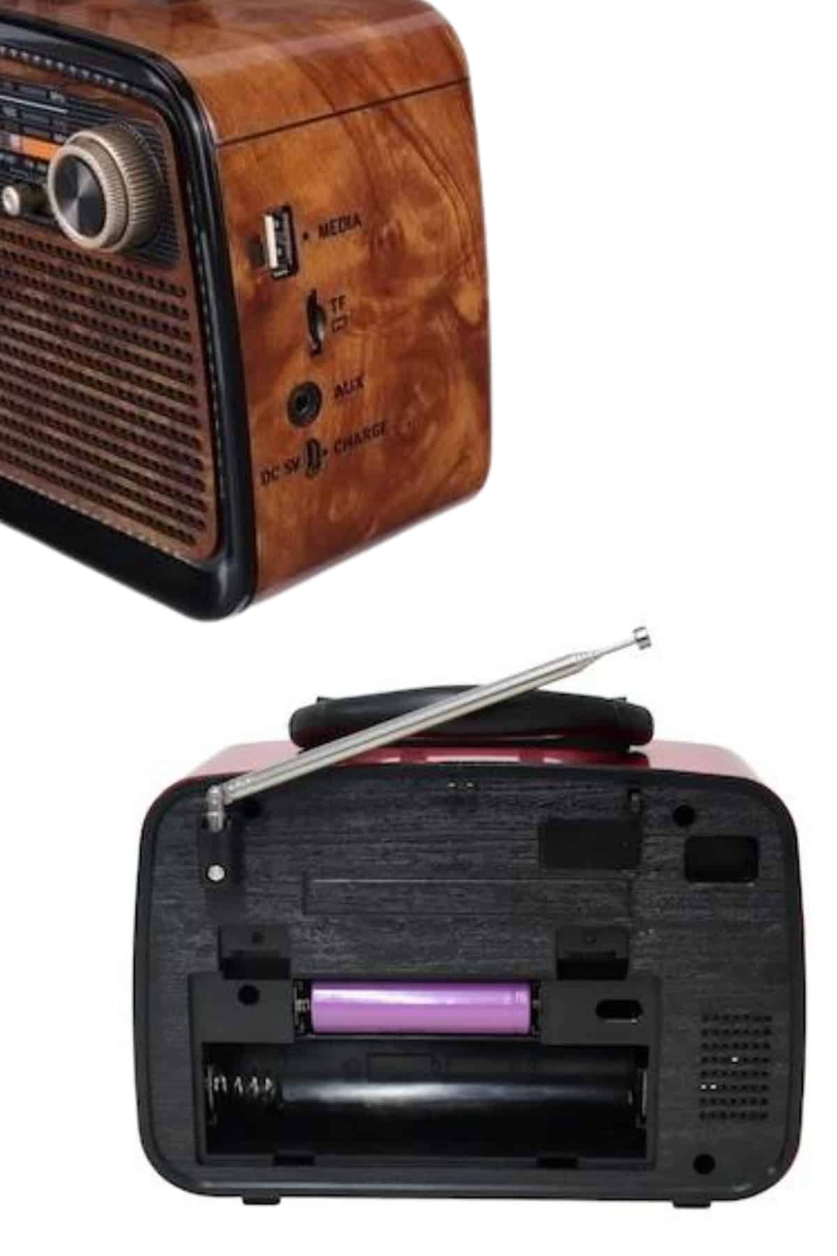 Bluetooth Hoparlör Ahşap Renk Vintage Işıklı Nostaljik Radyo Fm Ahşap Görünümlü Yeni Nesil