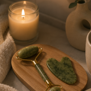 2 Parça Jade Stone Cilt Bakım Seti Şişkinlik Karşıtı Yüz Masajı