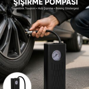 Type-C Şarjlı Güçlü Elektrikli Kompresör Motosiklet Oto Bisiklet İçin Yeni Nesil