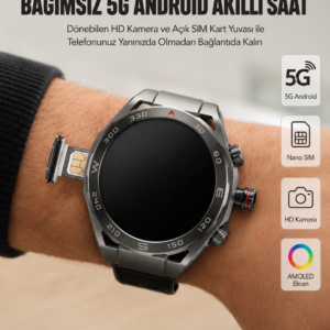 Kameralı 5G Android Akıllı Saat AMOLED Ekran Wi-Fi GPS SIM Kart Destekli