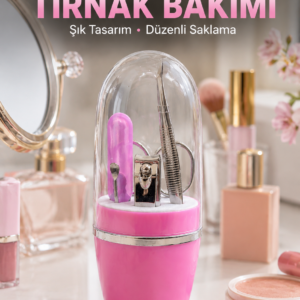 Taşınabilir Manikür Seti Pembe Tırnak Bakım ve Kişisel Bakım Kiti